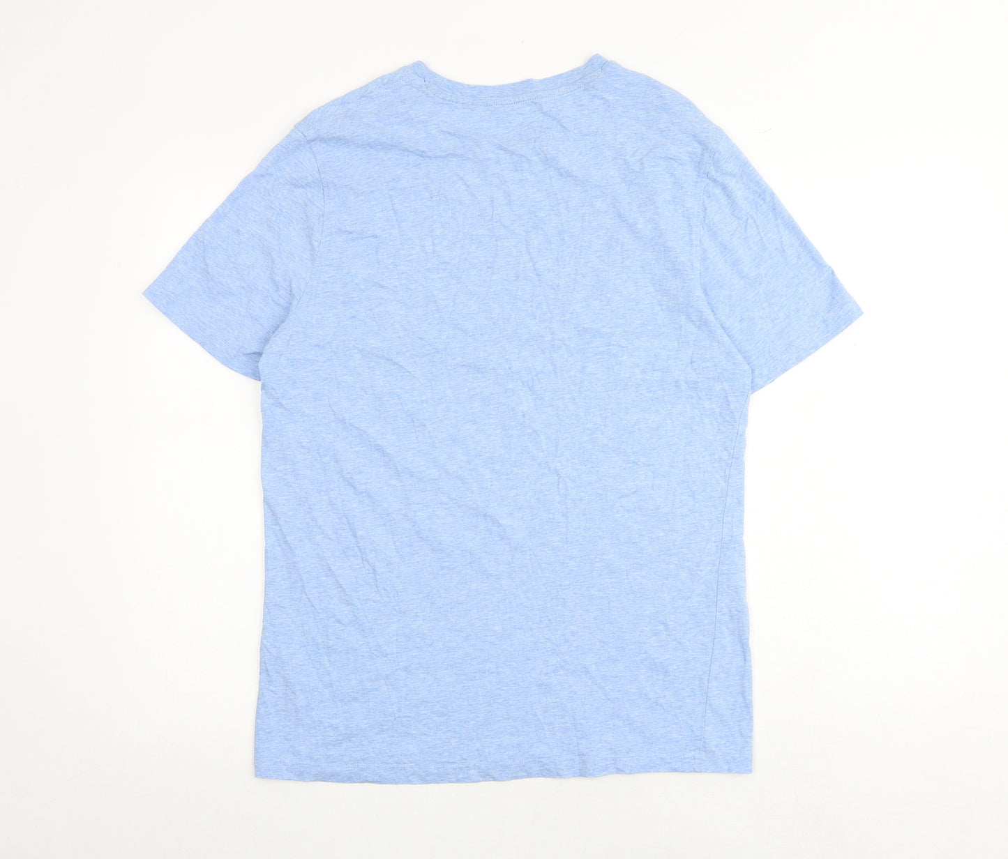 Marks and Spencer Mens Blue Cotton T-Shirt Size M Round Neck