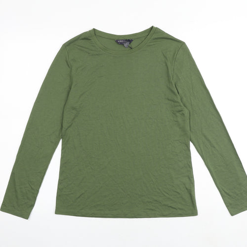 Marks and Spencer Womens Green Viscose Basic T-Shirt Size 10 Boat Neck
