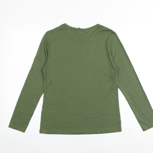 Marks and Spencer Womens Green Viscose Basic T-Shirt Size 10 Boat Neck