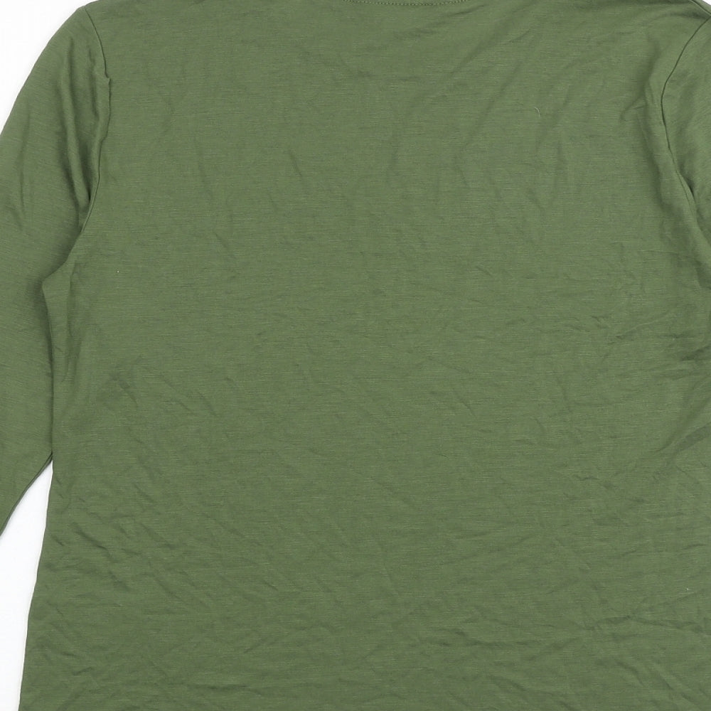 Marks and Spencer Womens Green Viscose Basic T-Shirt Size 10 Boat Neck