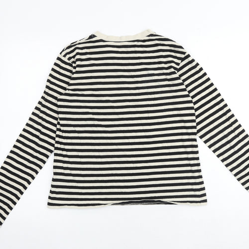 H&M Womens Black Striped 100% Cotton Basic T-Shirt Size XS Crew Neck