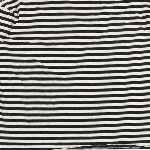 H&M Womens Black Striped 100% Cotton Basic T-Shirt Size XS Crew Neck