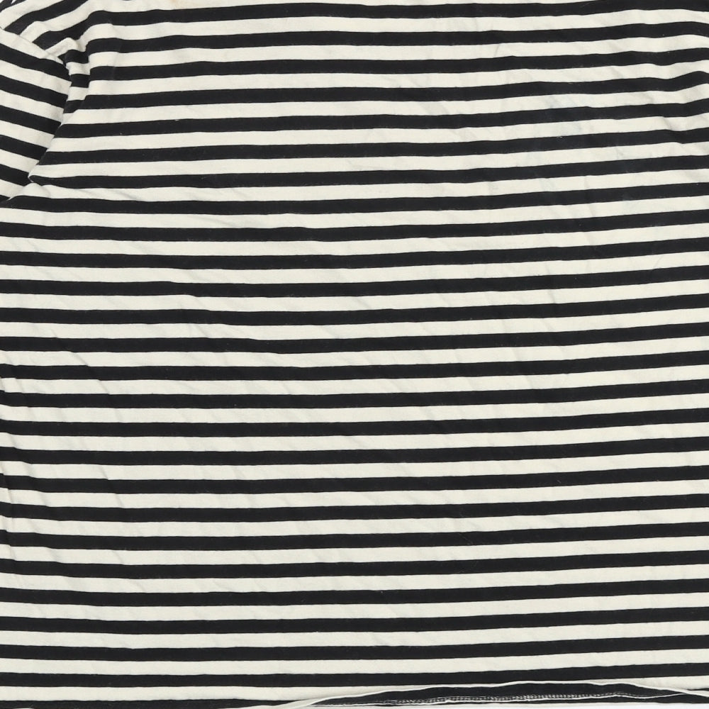 H&M Womens Black Striped 100% Cotton Basic T-Shirt Size XS Crew Neck