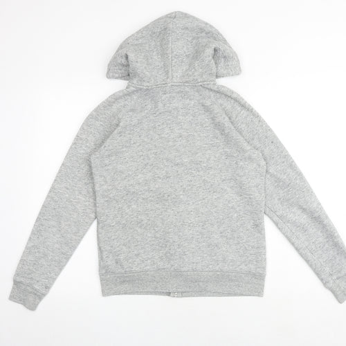 Jack Wills Womens Grey Cotton Full Zip Hoodie Size 12 Zip
