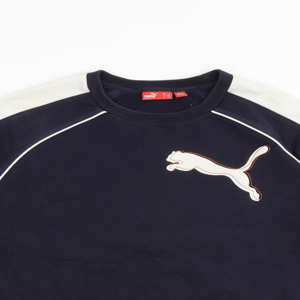 PUMA Womens Blue Cotton Pullover Sweatshirt Size S Pullover