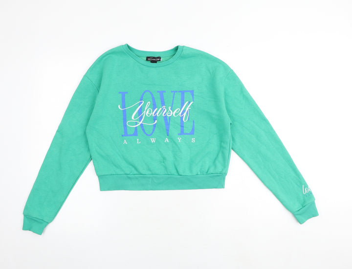 New Look Girls Green Cotton Pullover Sweatshirt Size 12-13 Years Pullover - Love Yourself Always