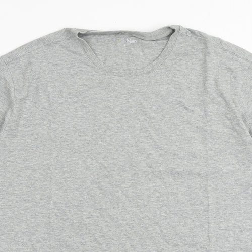 Marks and Spencer Mens Grey Cotton T-Shirt Size L Round Neck