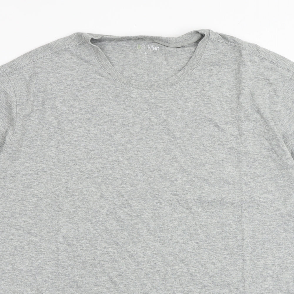 Marks and Spencer Mens Grey Cotton T-Shirt Size L Round Neck