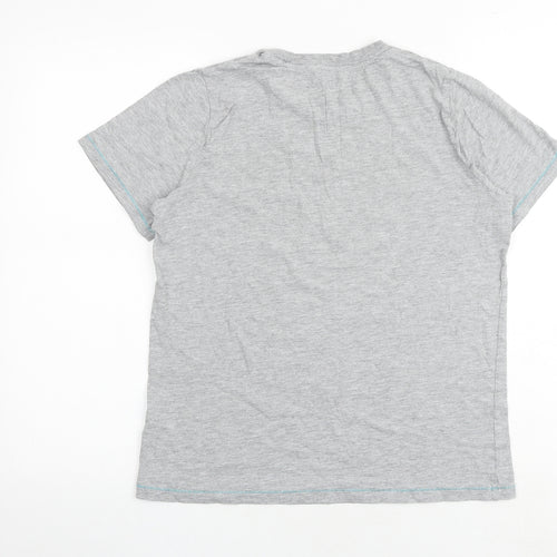 Marks and Spencer Boys Grey Cotton Basic T-Shirt Size 13-14 Years Round Neck Pullover - Dinosaur