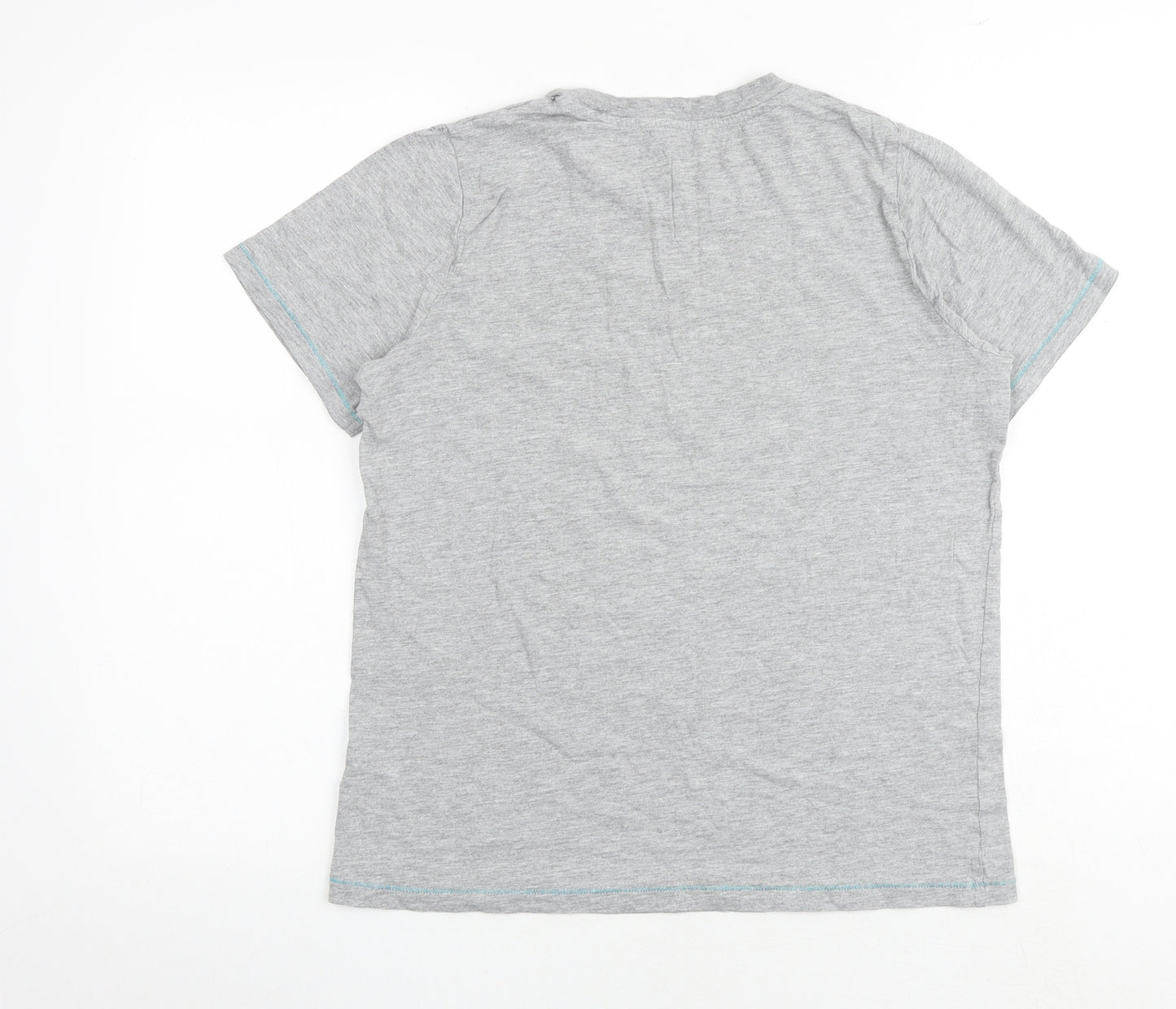 Marks and Spencer Boys Grey Cotton Basic T-Shirt Size 13-14 Years Round Neck Pullover - Dinosaur