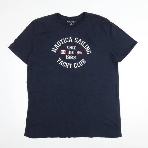 Nautica Mens Blue Cotton T-Shirt Size 2XL Round Neck - Nautica Sailing