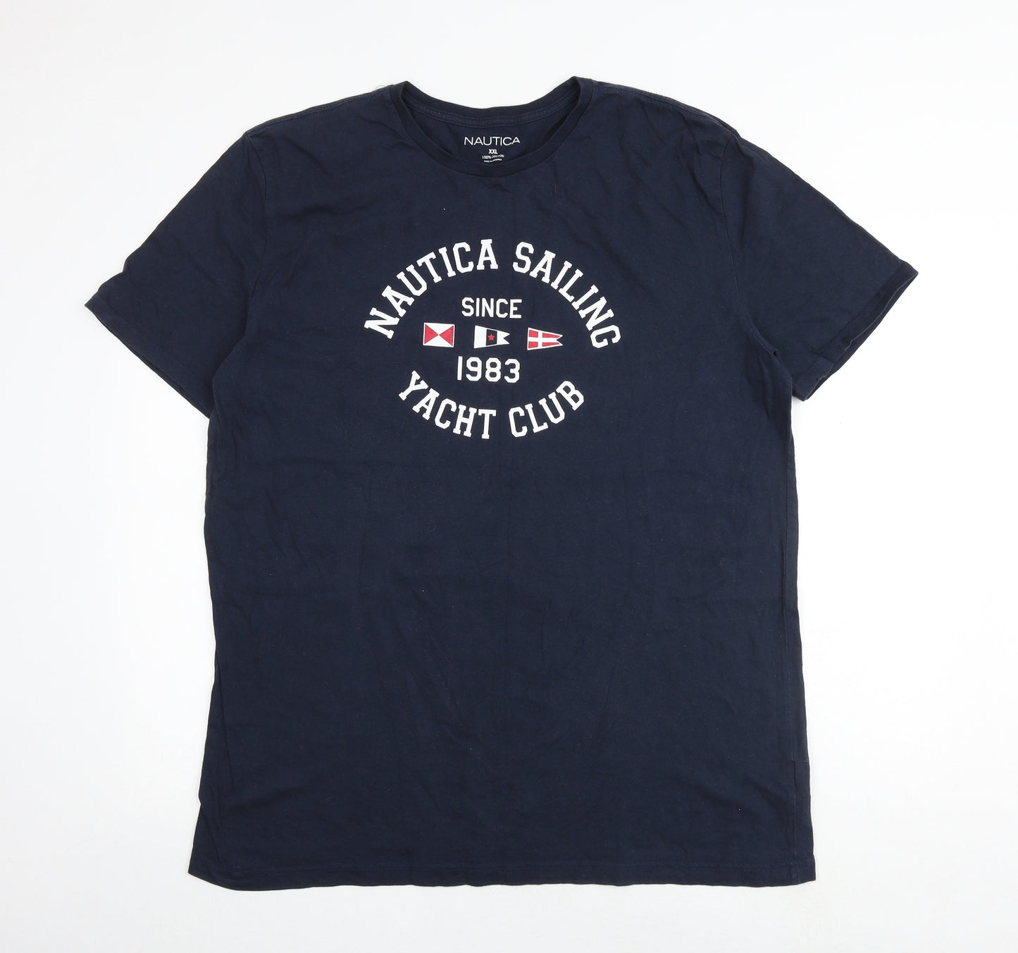 Nautica Mens Blue Cotton T-Shirt Size 2XL Round Neck - Nautica Sailing