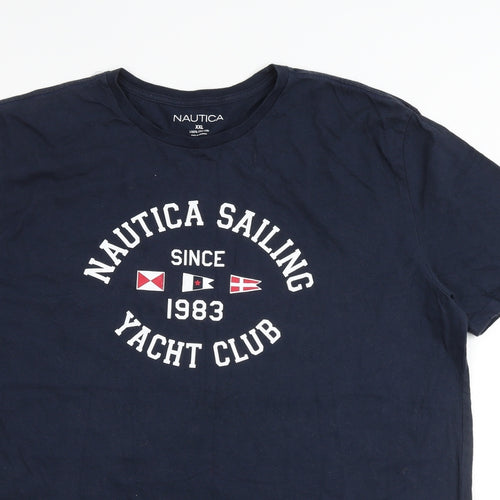 Nautica Mens Blue Cotton T-Shirt Size 2XL Round Neck - Nautica Sailing