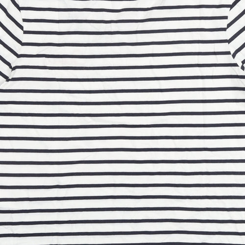 GANT Womens White Striped 100% Cotton Basic T-Shirt Size S Round Neck