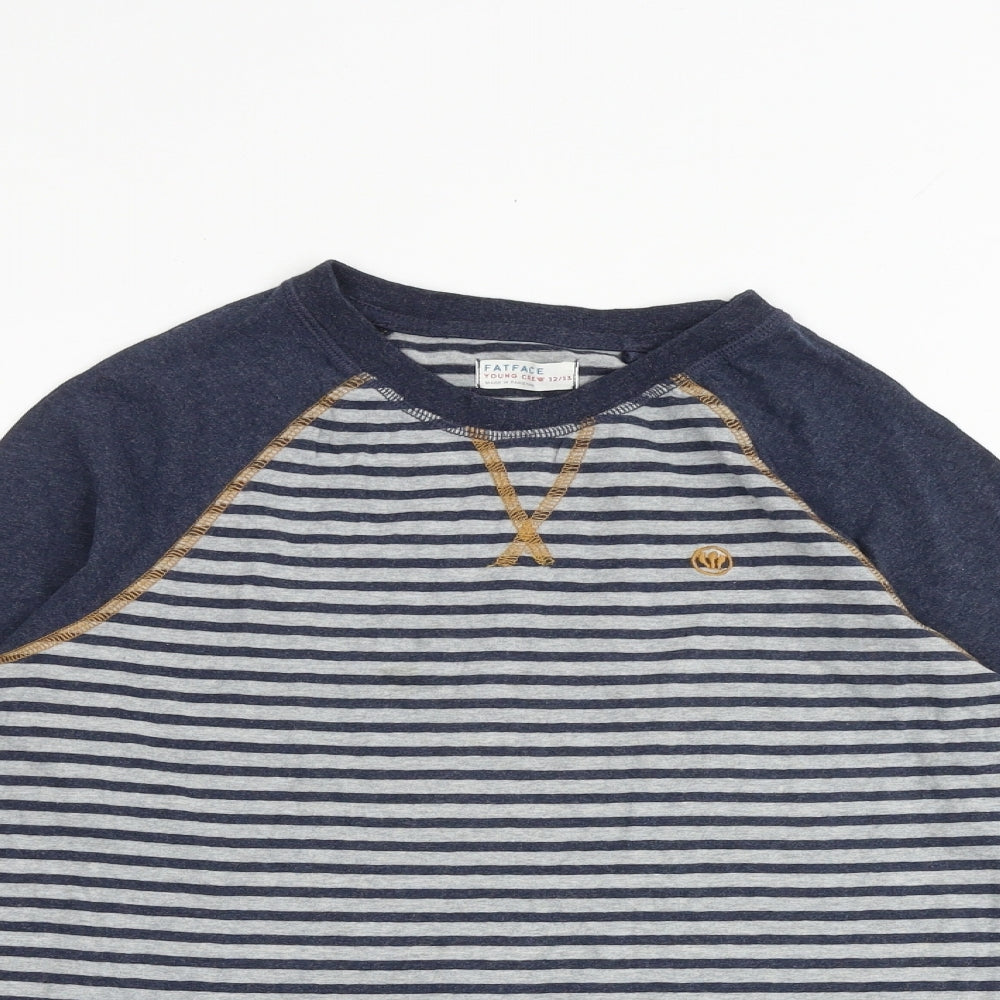 Fat Face Boys Multicoloured Striped 100% Cotton Pullover Casual Size 12-13 Years Round Neck Pullover