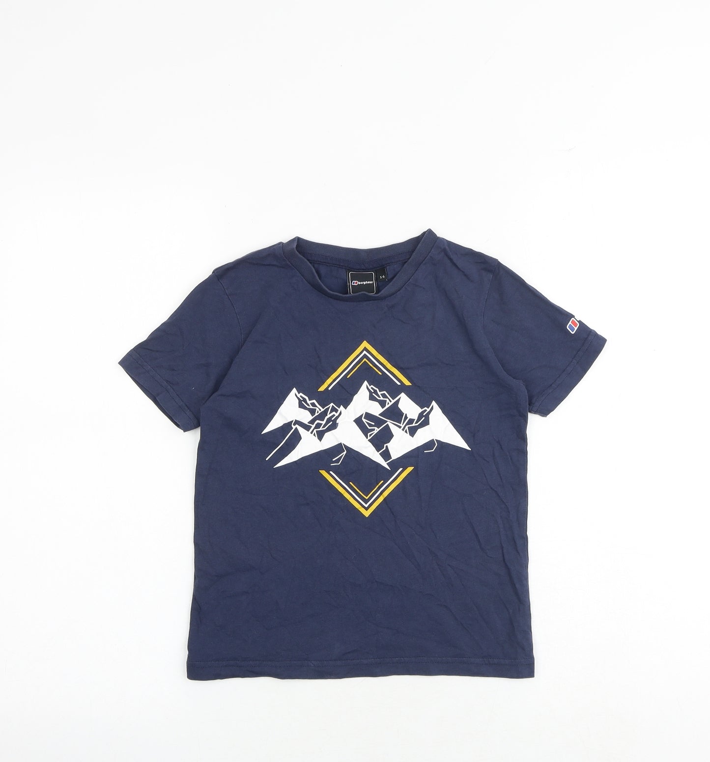 Berghaus Boys Blue 100% Cotton Basic T-Shirt Size 5-6 Years Round Neck Pullover