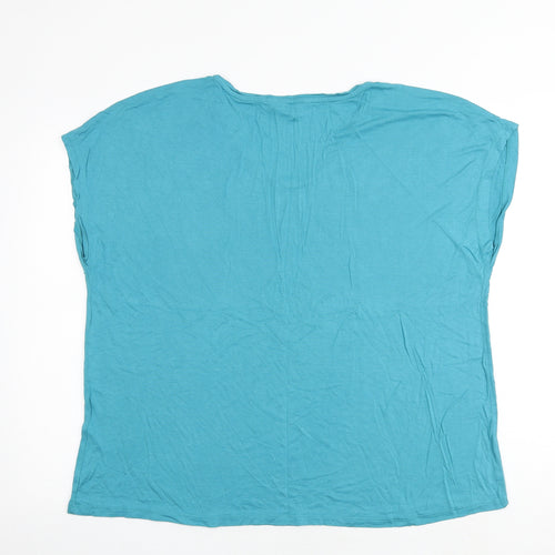 Bonmarché Womens Green Viscose Basic T-Shirt Size 20 V-Neck