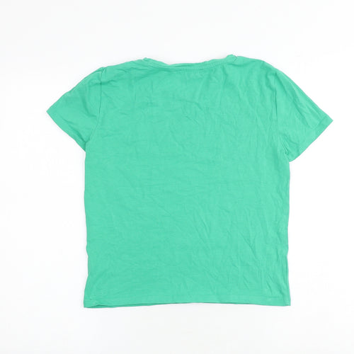 Zara Womens Green Cotton Basic T-Shirt Size M Round Neck