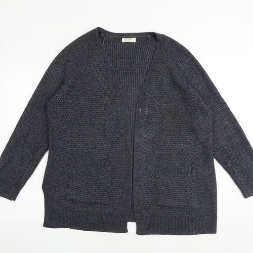 Fat Face Womens Grey V-Neck Acrylic Cardigan Jumper Size 16