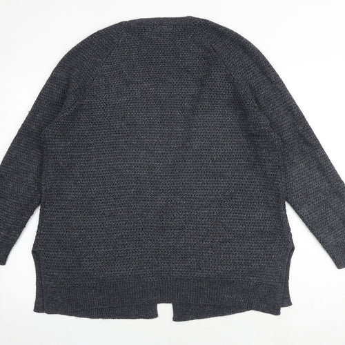 Fat Face Womens Grey V-Neck Acrylic Cardigan Jumper Size 16