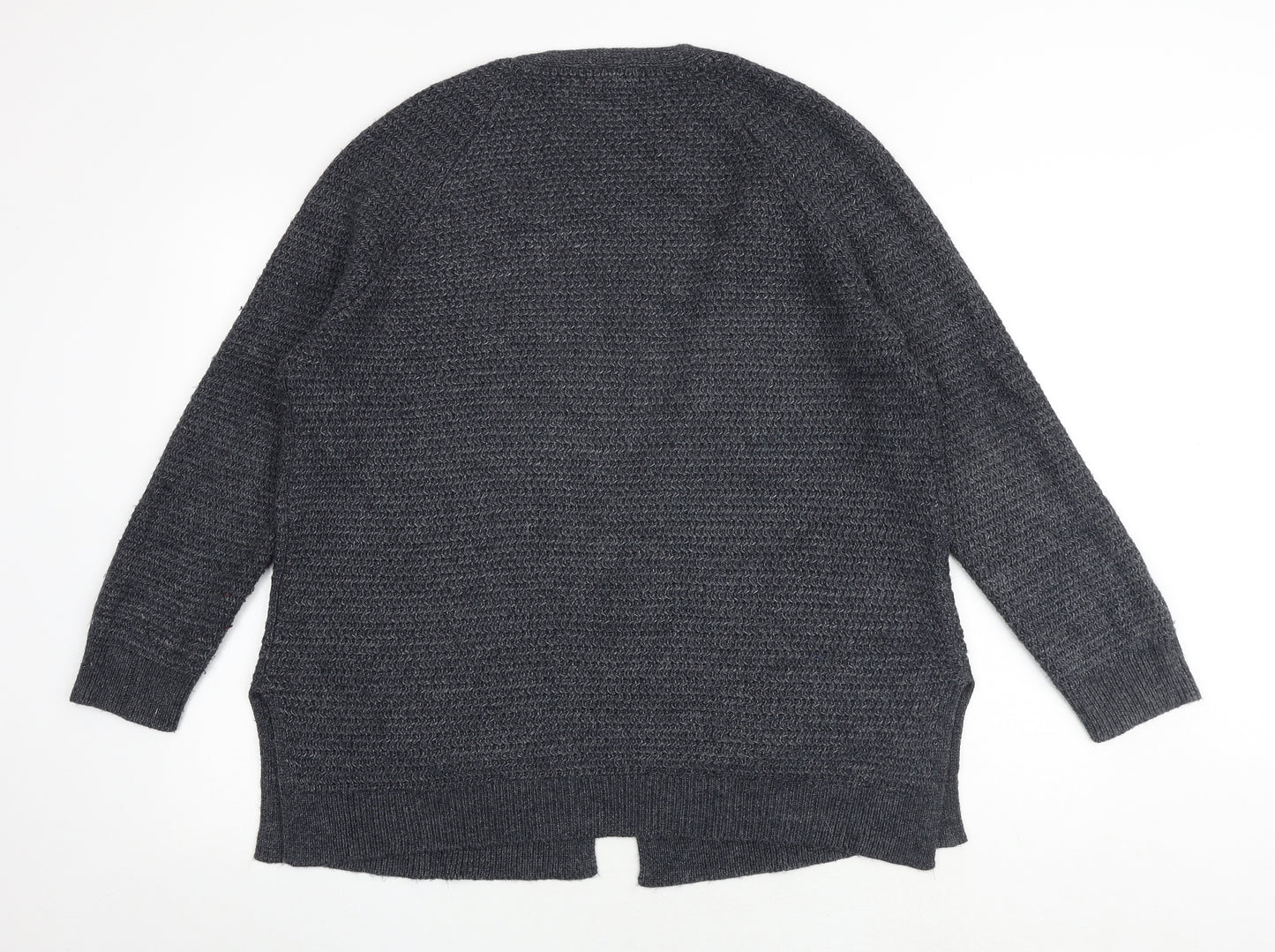 Fat Face Womens Grey V-Neck Acrylic Cardigan Jumper Size 16