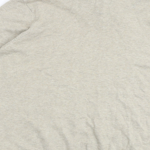 North Coast Mens Beige Collared Cotton Pullover Jumper Size L Long Sleeve