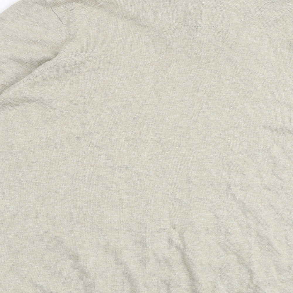 North Coast Mens Beige Collared Cotton Pullover Jumper Size L Long Sleeve