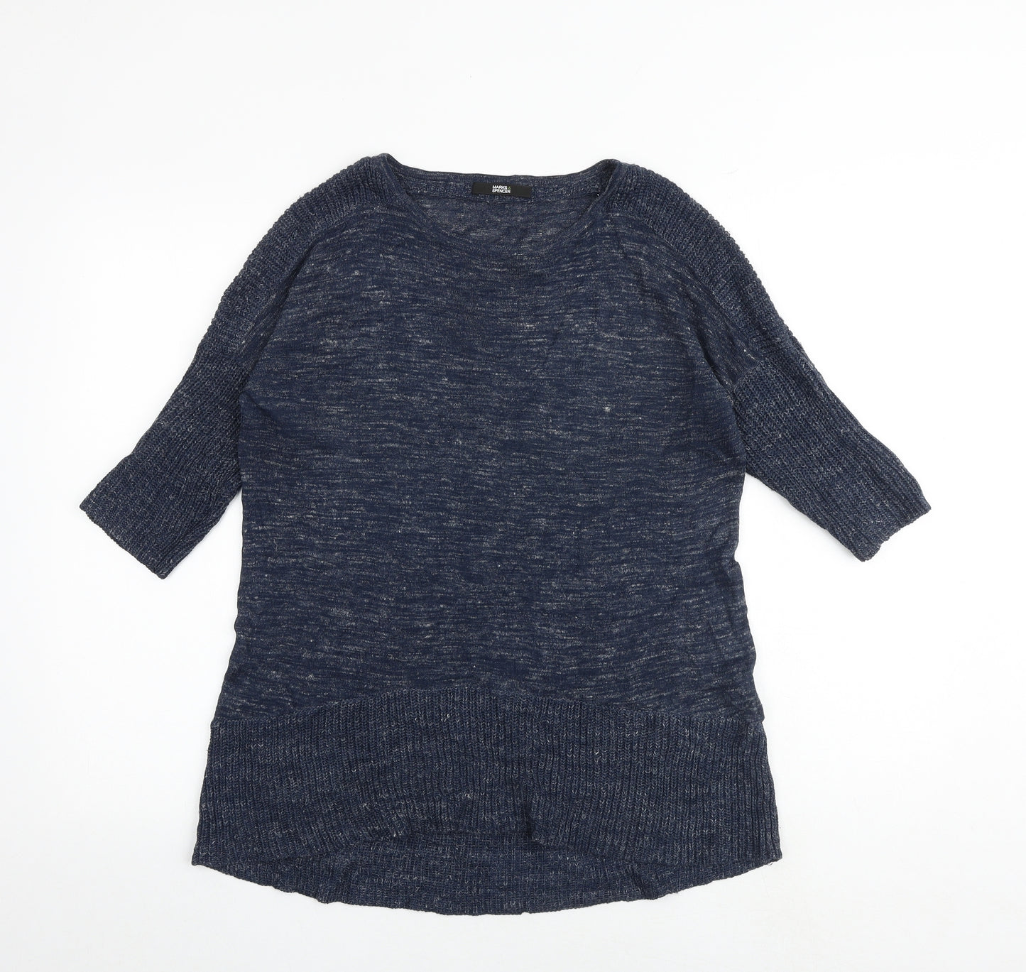 Marks and Spencer Womens Blue Round Neck Acrylic Pullover Jumper Size 8