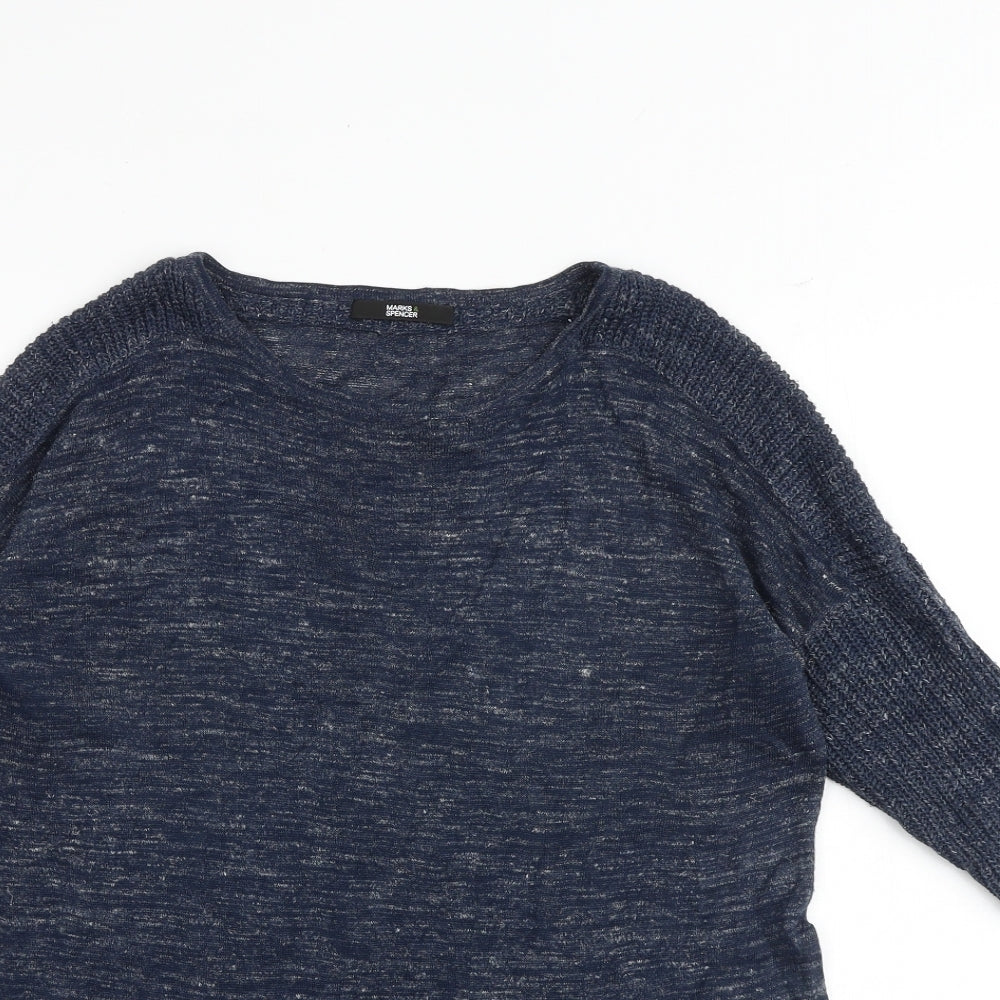 Marks and Spencer Womens Blue Round Neck Acrylic Pullover Jumper Size 8