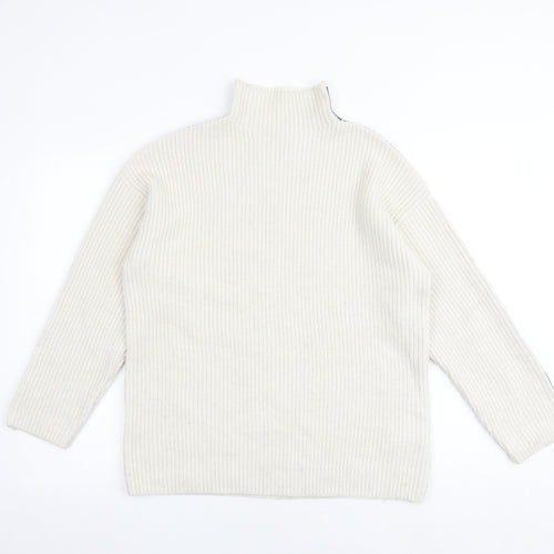 Marks and Spencer Womens Beige High Neck Polyester Pullover Jumper Size M