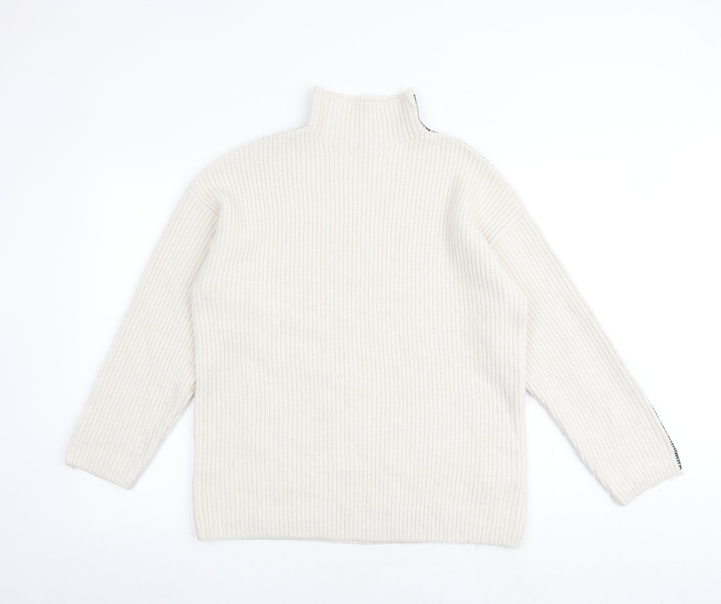 Marks and Spencer Womens Beige High Neck Polyester Pullover Jumper Size M