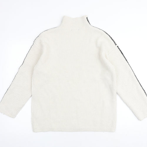 Marks and Spencer Womens Beige High Neck Polyester Pullover Jumper Size M