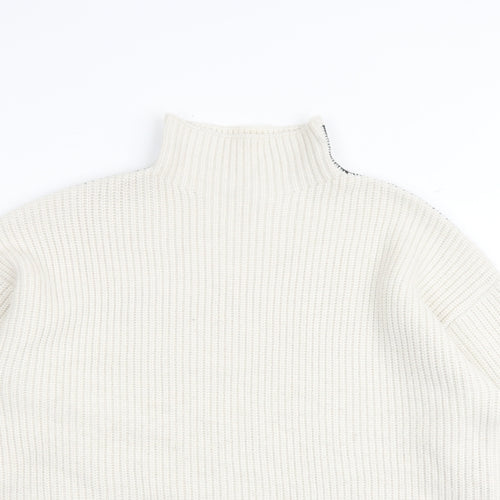 Marks and Spencer Womens Beige High Neck Polyester Pullover Jumper Size M