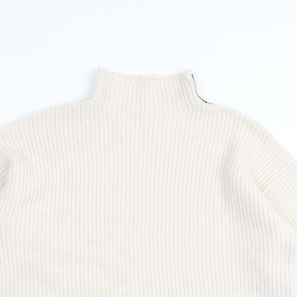 Marks and Spencer Womens Beige High Neck Polyester Pullover Jumper Size M