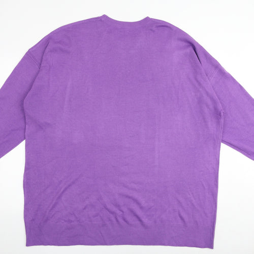 NEXT Womens Purple Round Neck Acrylic Pullover Jumper Size XL - Hearts
