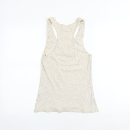 Marks and Spencer Womens Beige Cotton Basic Tank Size 10 Scoop Neck
