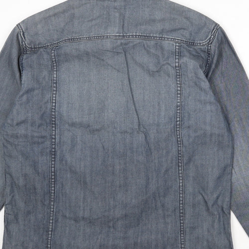Monsoon Mens Blue Cotton Button-Up Size L Collared Button