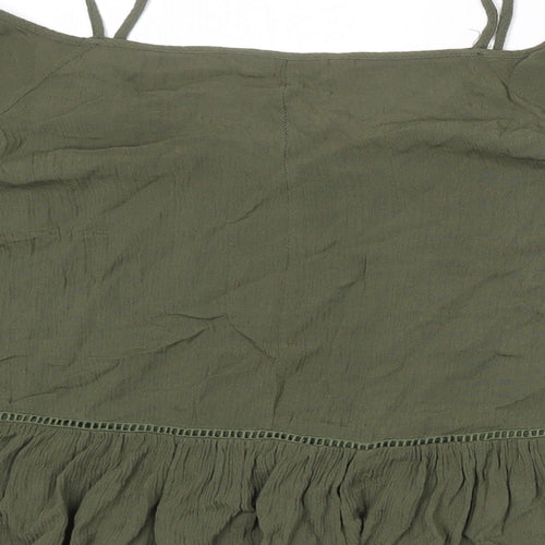 Miss Selfridge Womens Green Viscose Basic Blouse Size 8 V-Neck - Cold Shoulder