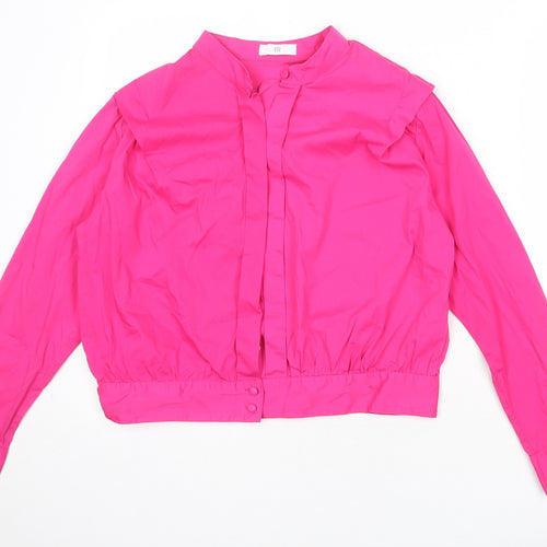 La Redoute Womens Pink Cotton Basic Blouse Size 12 V-Neck