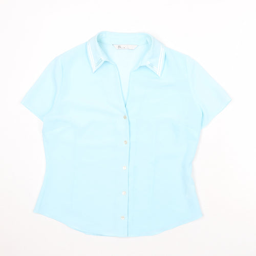 BHS Womens Blue Polyester Basic Button-Up Size 14 Collared