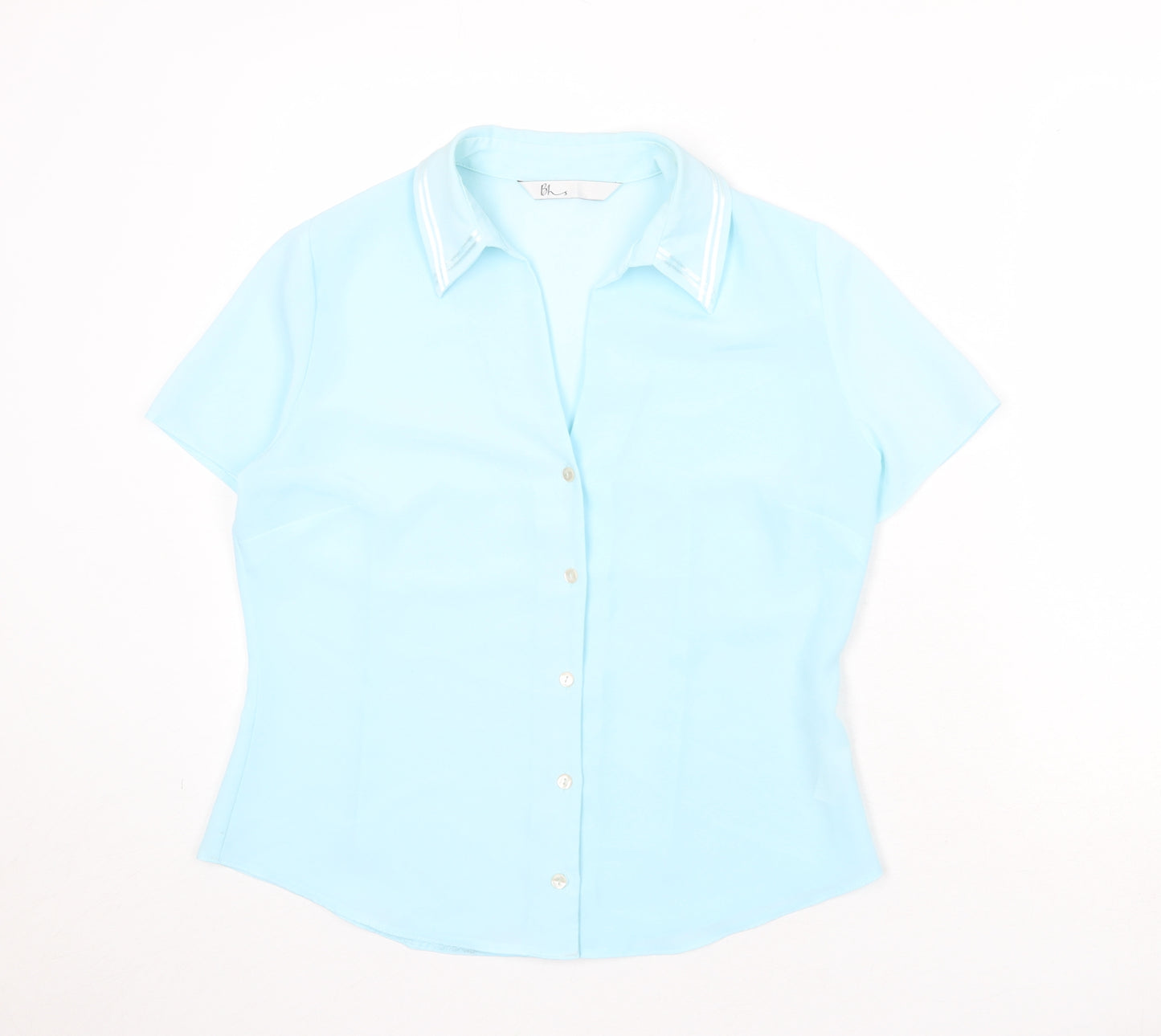 BHS Womens Blue Polyester Basic Button-Up Size 14 Collared