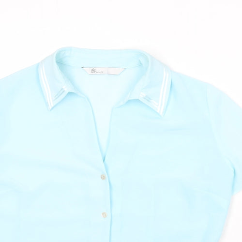BHS Womens Blue Polyester Basic Button-Up Size 14 Collared