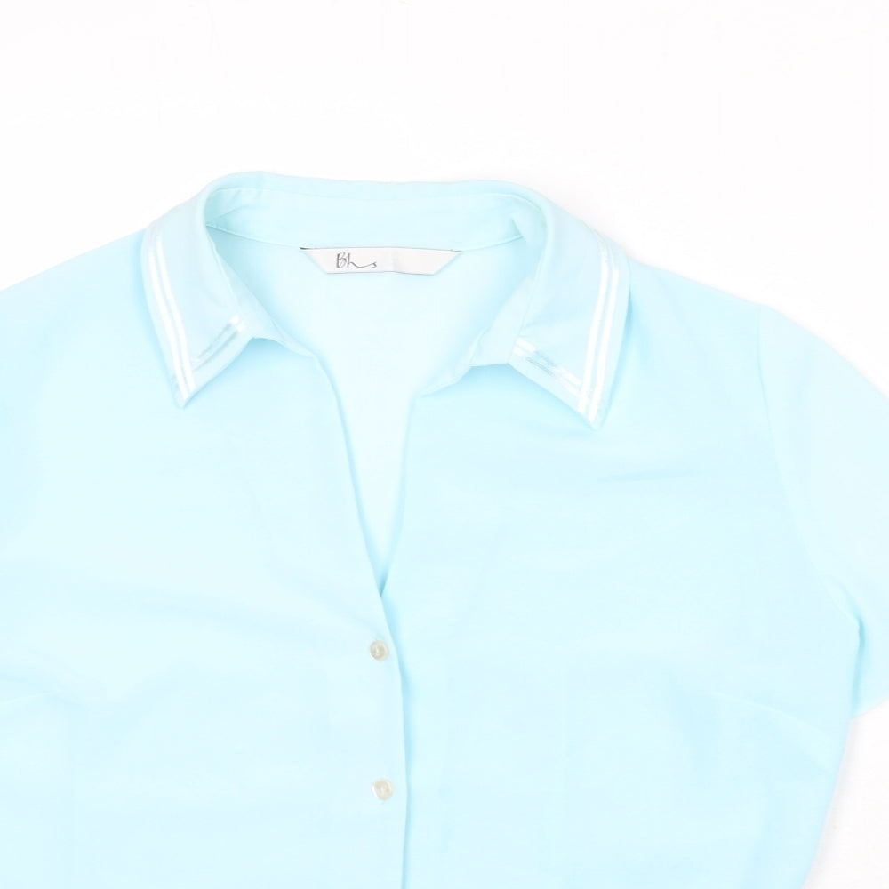BHS Womens Blue Polyester Basic Button-Up Size 14 Collared