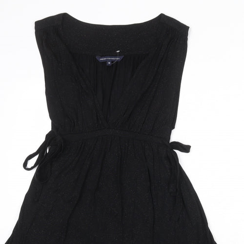 French Connection Womens Black Lyocell Fit & Flare Size 16 V-Neck Pullover