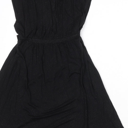 French Connection Womens Black Lyocell Fit & Flare Size 16 V-Neck Pullover