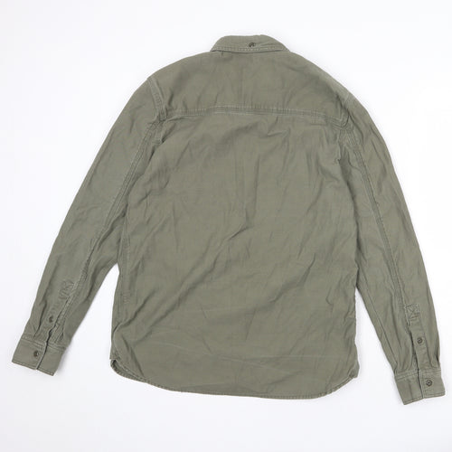Divided by H&M Mens Green Cotton Button-Up Size M Collared Button