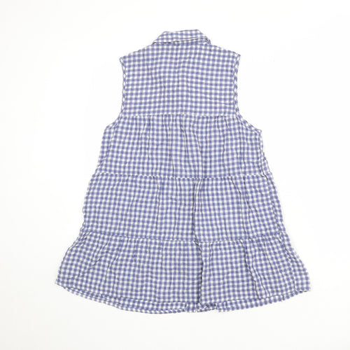 NEXT Womens Blue Check Polyester Basic Tank Size 8 Collared