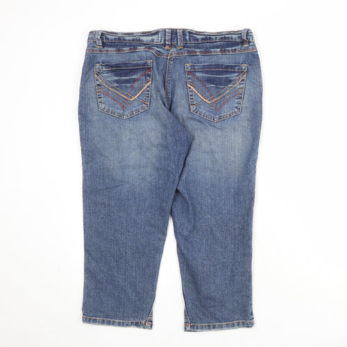 New Look Womens Blue Cotton Cropped Jeans Size 14 Regular Zip