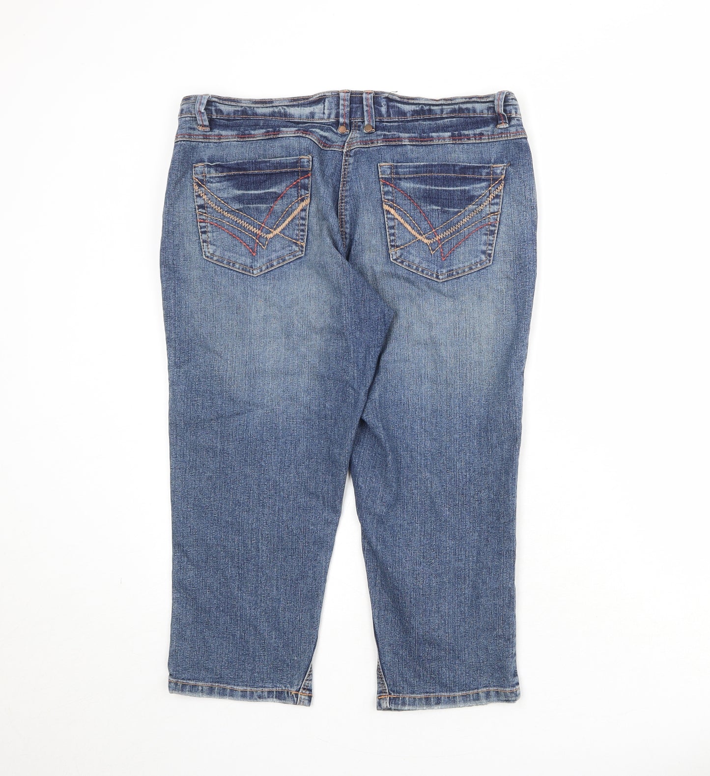 New Look Womens Blue Cotton Cropped Jeans Size 14 Regular Zip