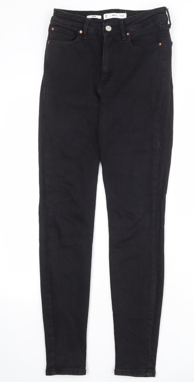Mango Womens Black Cotton Skinny Jeans Size 10 Regular Zip